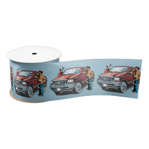 En Satin Western Craft Floral Cadeau Ruban Cowboys Camion