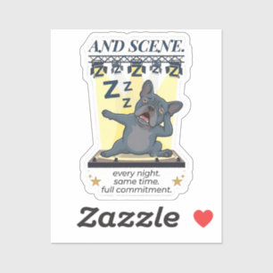En scène Franse Bulldog Nacht Routine Grappige Hon Sticker