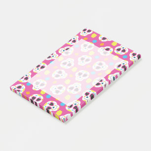 en Schattigee Sugar Skulls op Roze Post-it® Notes