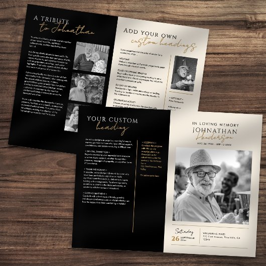 En souvenir affectueux Programme mémorial élégant 