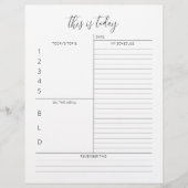 En-tête de la lettre de planification quotidienne (Devant)