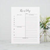 En-tête de la lettre de planification quotidienne (Debout devant)