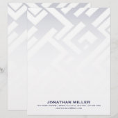 En-tête de la lettre en forme géométrique bleue de (Devant / Derrière)