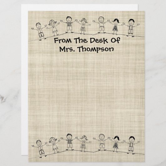 En-tête de la papeterie de l'enseignant de l'école (Devant / Derrière)