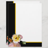 En-tête De Lettre Abeille sur roses rose jaune Fleurs (Devant / Derrière)