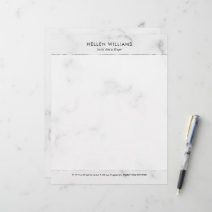 En-tête De Lettre Accent d'argent en faux marbre blanc personnalisé