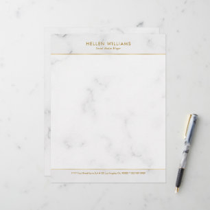 En-tête De Lettre Accent Or Marbre blanc personnalisé