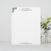 En-tête De Lettre Accolade Art déco et trois fleurs (Debout devant)