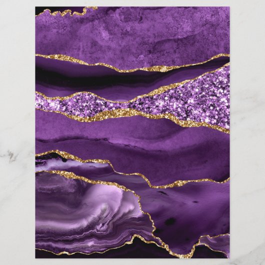 En-tête De Lettre Agate Violet violet or Parties scintillant moderne (Dos)