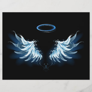 En-tête De Lettre Ailes d'angle brillant bleu sur arrière - plan noi