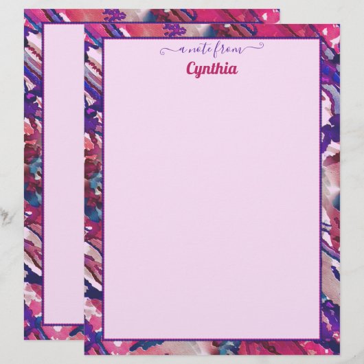 En-tête De Lettre Aquarelle Abstraite violette et rose de taille imp (Devant / Derrière)