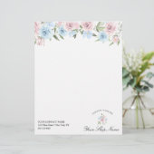 En-tête De Lettre Aquarelle bleue et rose, Nom d'entreprise (Debout devant)