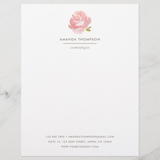 En-tête De Lettre Aquarelle Chic Rose rose rose (Devant)