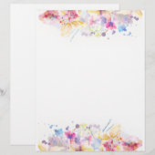 En-tête De Lettre Aquarelle Pastel Floral (Devant / Derrière)