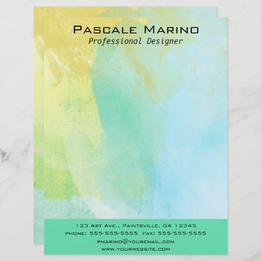 En-tête De Lettre Aquarelle Pastel modifiable (Devant / Derrière)