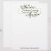 En-tête De Lettre Aquarelle rustique du Sud Coton et Botanique (Devant / Derrière)