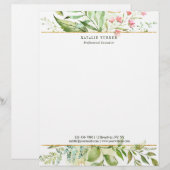En-tête De Lettre Aquarelle Sauvage Floral Vert Folithe (Devant / Derrière)