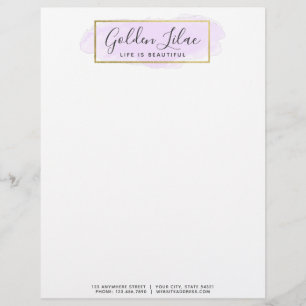 En-tête De Lettre Aquarelle violette et chic géométrique doré modern