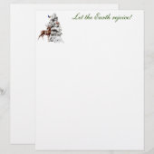 En-tête De Lettre Arbre couvert de neige avec faune et oiseaux (Devant / Derrière)