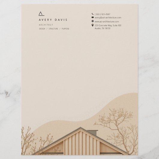 En-tête De Lettre Architecte Japandi Moderne (Devant)