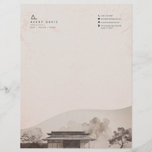 En-tête De Lettre Architecte Japandi Moderne (Devant)