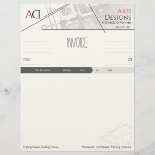 En-tête De Lettre Architecte Modèle de facture avec conception de pl