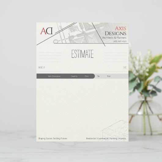 En-tête De Lettre Architecte Modèle d'estimation avec conception de  (Debout devant)