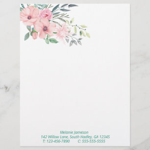 En-tête De Lettre Arrangement floral et botanique rose simple