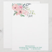 En-tête De Lettre Arrangement floral et botanique rose simple (Devant / Derrière)