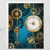 En-tête De Lettre Arrière - plan turquoise à vapeur avec Gears (Devant / Derrière)