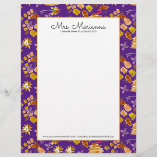 En-tête De Lettre Art botanique floral motif aquarelle abeille main