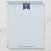 En-tête De Lettre Ash Blue Elegant Bold Monogram Coordonnées (Devant / Derrière)
