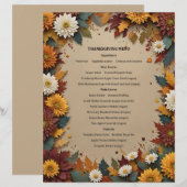 En-tête De Lettre Autumn Flowers Menu Invitation (Devant / Derrière)
