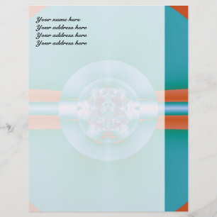 En-tête De Lettre Avec Motif Art abstrait corail aquatique rétro-futuriste