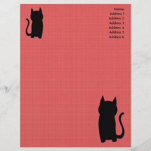 En-tête De Lettre Avec Motif Assis Noir Chat Silhouette.