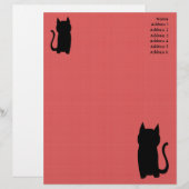 En-tête De Lettre Avec Motif Assis Noir Chat Silhouette. (Devant / Derrière)