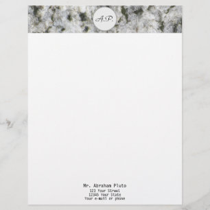 En-tête De Lettre Avec Motif Blanc de granit avec le monogramme et l'adresse