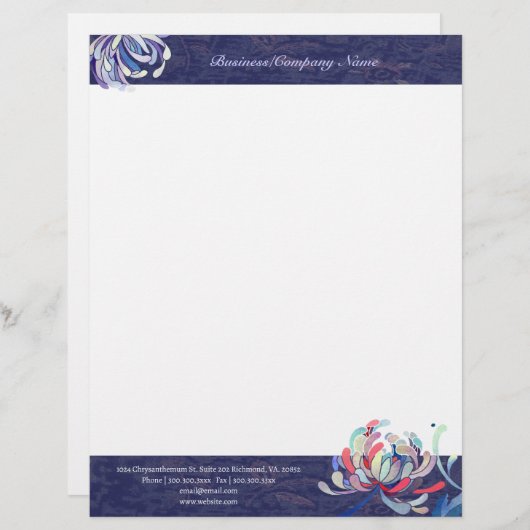En-tête De Lettre Avec Motif Chrysanthemum Spa élégant (Devant / Derrière)
