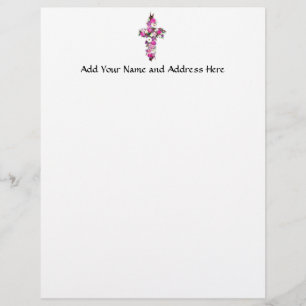 En-tête De Lettre Avec Motif Croix de fleurs/fleurs