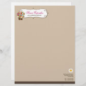 En-tête De Lettre Avec Motif Cupcake sucré de Whimsical Fleurs de printemps Flo (Devant / Derrière)