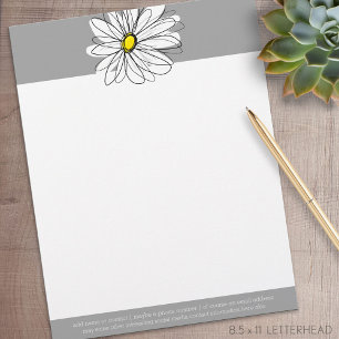 En-tête De Lettre Avec Motif Daisy tendance avec gris et jaune