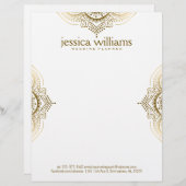 En-tête De Lettre Avec Motif Dentelle Ornée Or Design géométrique (Devant / Derrière)