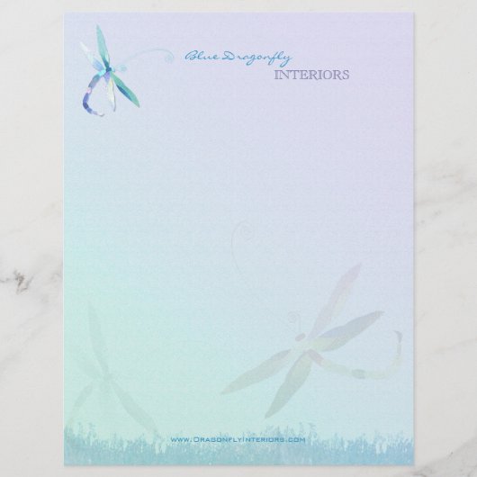 En-tête De Lettre Avec Motif Design d'intérieur Blue Dragonfly (Devant)