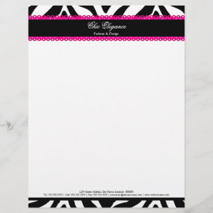 En-tête De Lettre Avec Motif Elégant Zebra imprimé et dentelle rose