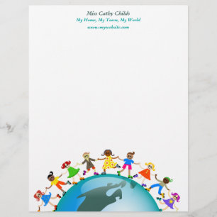 En-tête De Lettre Avec Motif Enfants américains,