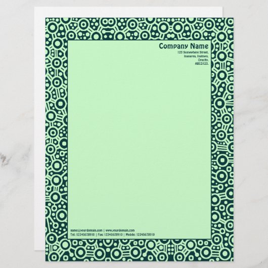 En-tête De Lettre Avec Motif ET Circuité - Tons verts (Devant / Derrière)