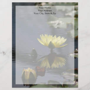 En-tête De Lettre Avec Motif Fleur de lotus jaune Nymphéa