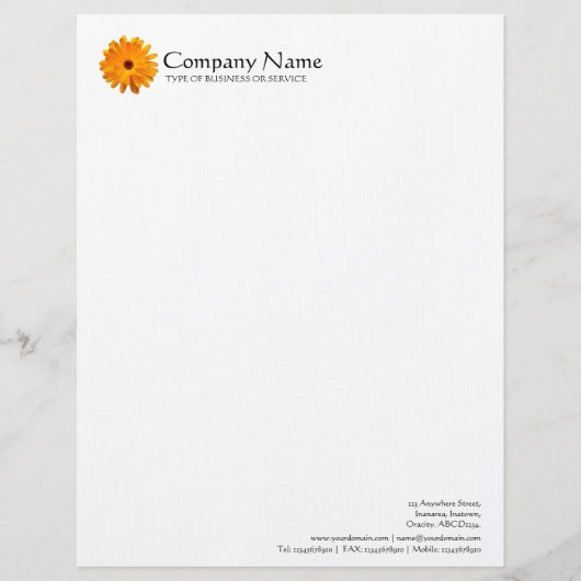 En-tête De Lettre Avec Motif Fleur - Orange Marigold (Devant)