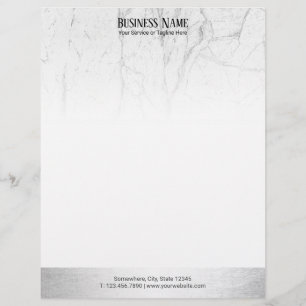 En-tête De Lettre Avec Motif Frontière argentée moderne de marbre blanche