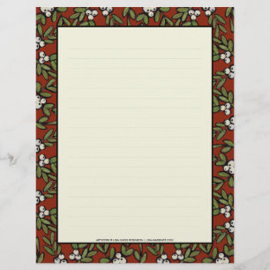 En-tête De Lettre Avec Motif Gui peint de fête sur l'en-tête de lettre rouge